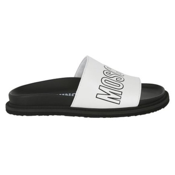 Moschino Leather White logo slides 37/7